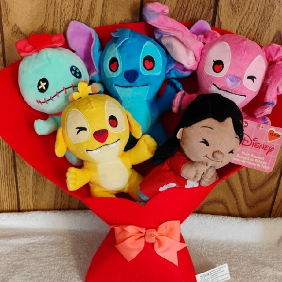 Disney Other - Disney Plush Bouquet with Stitch and Friends - Red, Blue, Pink, Yellow